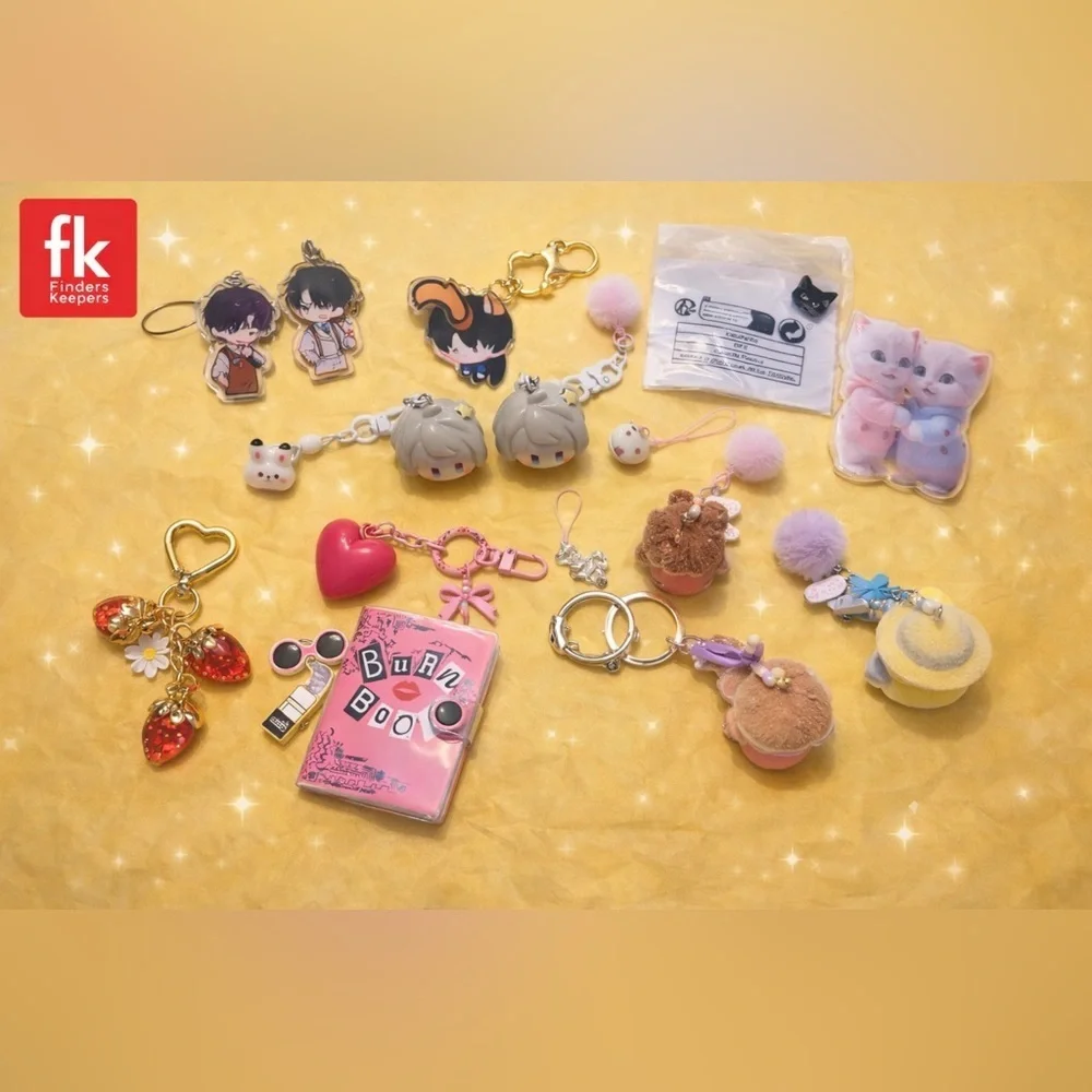 Kawaii Pink 16 Keychain Bundle - Kids Accessories Party Favors Easter Basket